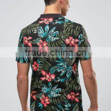 Tropical Leaf Print Polo Shirt photo-2