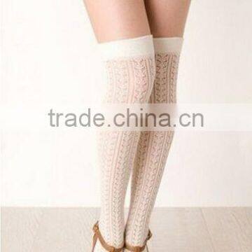 Over knee high girls hollow jacquard stockings