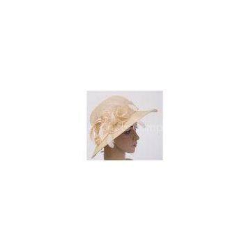 PP Braid Womens Church Hats With 9cm Sewing Brim , Sinamay Crown Hat For Woman