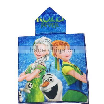 Cartoon print beach microfiber kids hooded towels