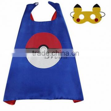 Best selling Pokemon Pikachu Cloak included mask 70cm Pocket Monster Pikachu Cloak Halloween cosplay Pokemon Pikachu with mask