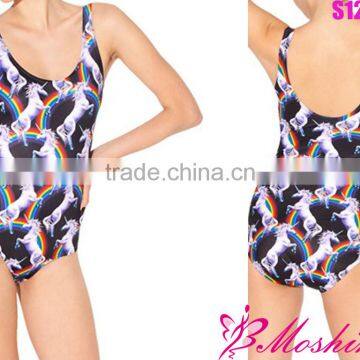 2013 Cover-ups Tankinis Set ATTACK OF THE UNICORN SWIMSUIT- LIMITED Digital Print Bathing Suit Backless Swimwear Women S125-39