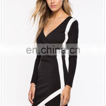 China Supplier Fashion Long Sleeves Women Sexy Black Bodycon Wrap Dress photo-4