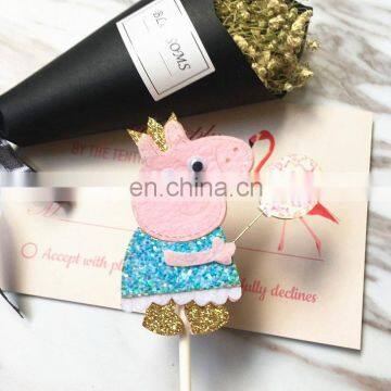 New Flamingo/Paige Pig/Deer/Christmas Tree Felt Cupcake Toppers Party Cake Decorations photo-5