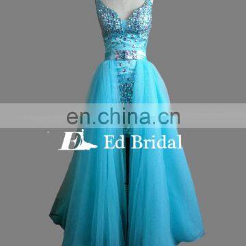 Fashion Detachable Skirt Stone Beaded Two Piece Sexy Prom Dress For Girls photo-4
