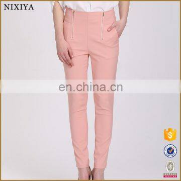 New European Fashion Women's High Waist Double Zip Pencil Pants