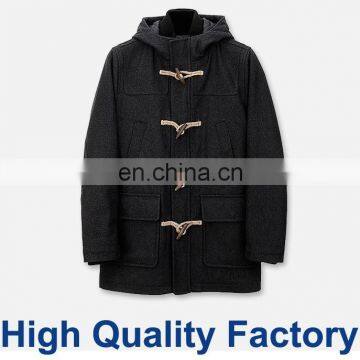 Winter Hot Sale Dark Grey Wool Down Filled Coat For Mens