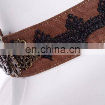 Steampunk Choker Collar With Brass Gears and Butterfly Wings photo-2