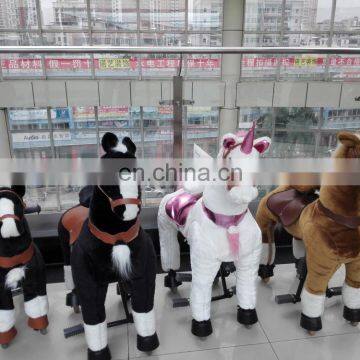 HI CE funny plush skin with steel walking ride on horse for kids,mechanical ride on animal for mall