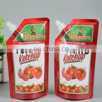 Custom Pouch 180g Plastic Spout Colorful Printing Flat Bottom Tomato Sauce Spout Pouch