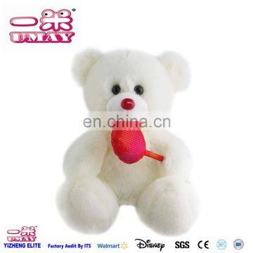 New Valentine's day plush bear toy with lollipop plush kid toys 2016 christmas bear gift