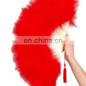 wholesale cheap red dancing Burlesque feather hand fans FW-0069