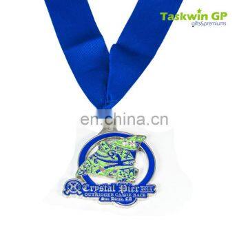 Plating Nickel Egg-shape Enamel Award Baseball Sport Metal Medals and Trophies , Custom Race Medal With Lanyards photo-2