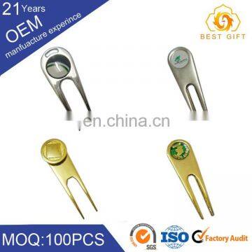 2017 High Quality Zinc Alloy Unique Personalized Brush Metal Golf Design Divot Tools