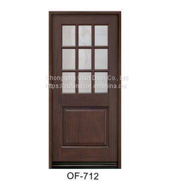 5% Mahogany solid wooden door interior room door with walnut veneer finished