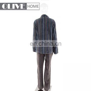 Home Sleepwear Loungewear Nightwear Classic Plain Striped Printed Coral Fleece Bathrobe Pyjamas Sets photo-2