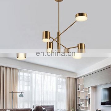 Nordic Design led gold metal acrylic 6 heads chandeliers pendant light for home