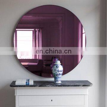 Gold Tinted Large Round Wall Silver Furniture Mirror for Decoration photo-5