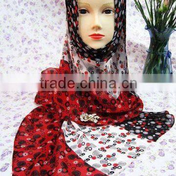 S306 Popular chiffon printed muslim long scarf 2011