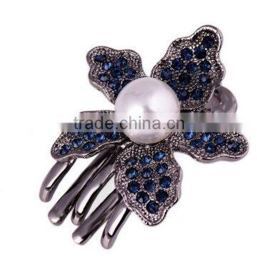 2015 new model FMYJ011 flower type hair barrette clip claw with beads