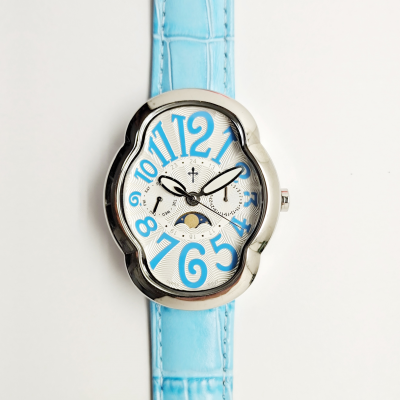 Stainless Steel Quartz Women Watch Genuine Leather Strip Multi-function Fashion Lady Watch photo-2