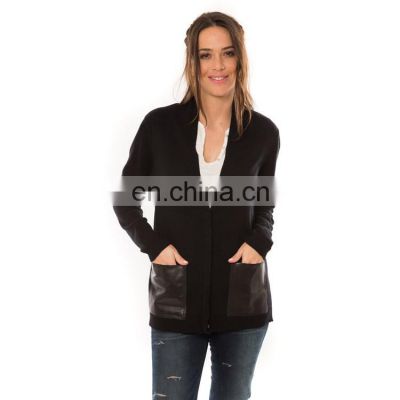 Latest design womens v neck machine knit cardigan sweater pure cashmere