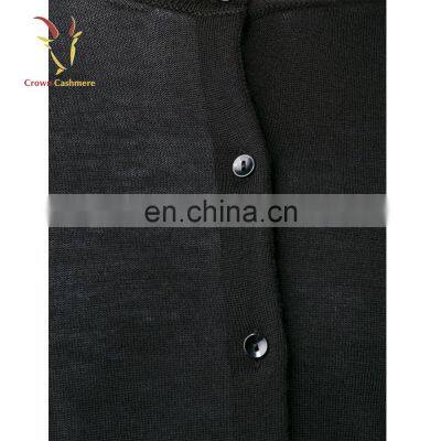 100% Cashmere Black Short Cardigan Sweater for Ladies photo-5