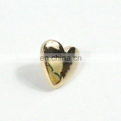 Heart Shaped Alloy Metal Silver Plain Shank Button