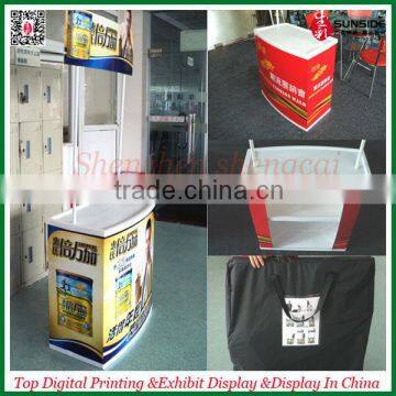 2014 PP plastic promotional table display,supermarket promotion table and counter