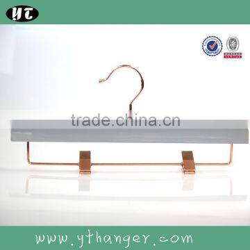 HA6927 White Wooden Coat Hanger With Rose Gold Pants Wooden Hanger photo-3