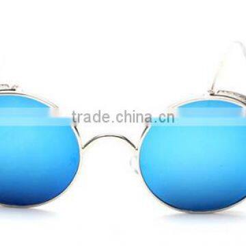 Hot Selling Women Ladies Femal Fashion Retro Classic Metal Frame Small Round Sunglasses With Cover Mesh photo-5