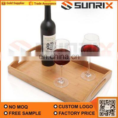 Best Selling Serving Tray Bamboo Wooden Tray With Handles Great for Dinner Trays photo-4