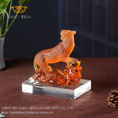 SAINT-VIEW Crystal Liuli Office Gift Livingroom Animal Custom Decoration Tiger Statuary photo-4