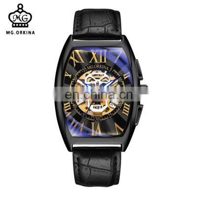 MG.ORKINA MG091 Fashion Watches For Mans Analog Automatic Mechanical 2019 Latest Leather Strap Men Watch Clock