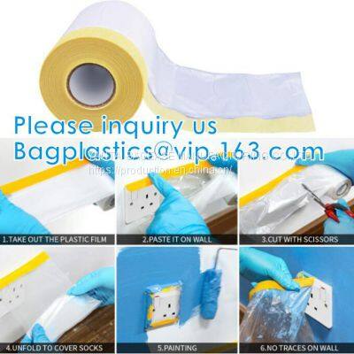 Auto Paint Pre-tape Hand-masker Pre-folded Transparent Masking, Masking Film With Masking Pre-taped Cloth Taped Masking Film photo-2