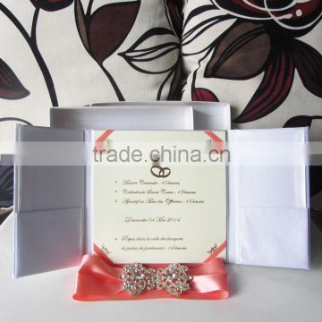 2015 fashionable silk wedding cards with buckle -- T252