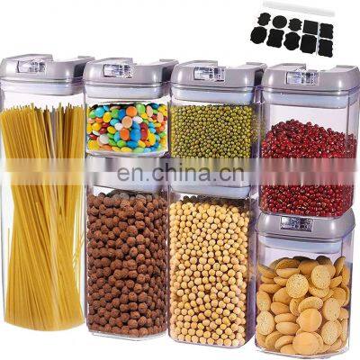 7pcs Plastic Kitchen and Pantry Organization Canisters Airtight Food Storage Containers with Lids Dry Food