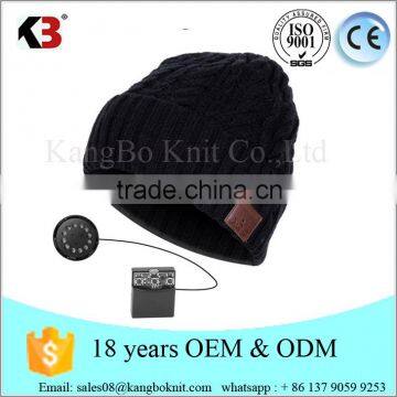 Rechargeable Knit Hat Fitness Outdoor Sports Black Beanie Hats With Headphones