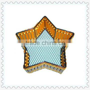 star-shape yellow bamboo hand-woven basket wholesale christmas decorations