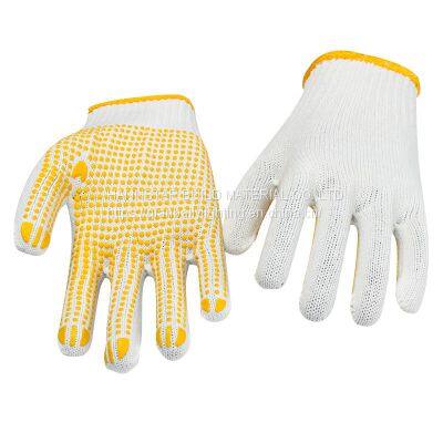 10 gauge Knitted Cotton gloves safety hand protective gloves PVC dotted gloves