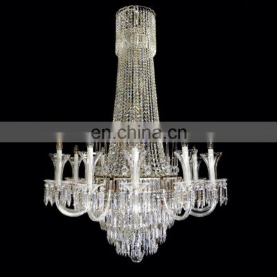 Large Luxury French Empire Crystal Chandelier Pendant Lights Silver Chrome Finish for Wedding Hall Restaurant Villa Decorations