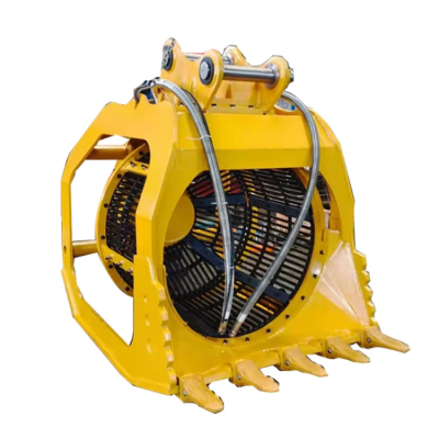 Excavator Attachment Hydraulic Rotating Stone Screening Bucket