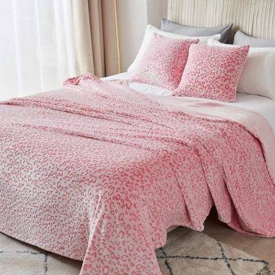 Super Soft Lightweight Flannel Fleece Leopard Print Queen Size Plush Blanket for Bed or Couch in Pink photo-2