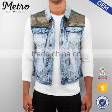 2016 OEM Fashionable Mens Blue Camo Denim Vest