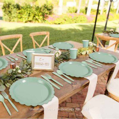 Custom Solid-Color Disposable Tableware - Lace Design for Graduation & Christmas