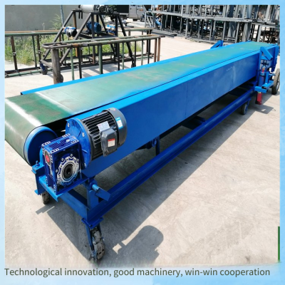 600-bandwidth Flat Belt Conveyor, Mobile Conveyor Belt With Circular Tube Guardrails, Container Belt Conveyor photo-3