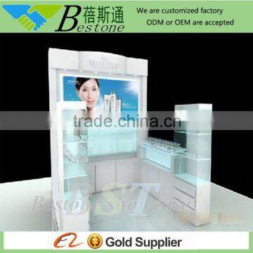 Custom made free standing display case for cosmetic shop furniture