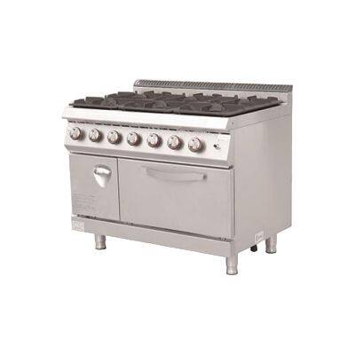 Professional Gas Cooker 6 Burners & Oven - Model E-RQB-700-6AG, 1050x700x850mm