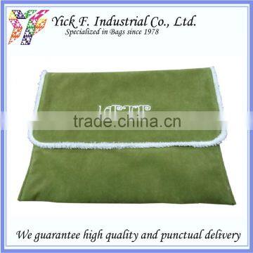 Simple Green Polyester Velvet 10 inch Laptop bag / laptop sleeve