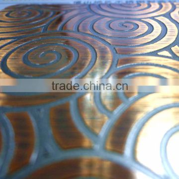 hairline etching bronze stainless steel sheet wall panel